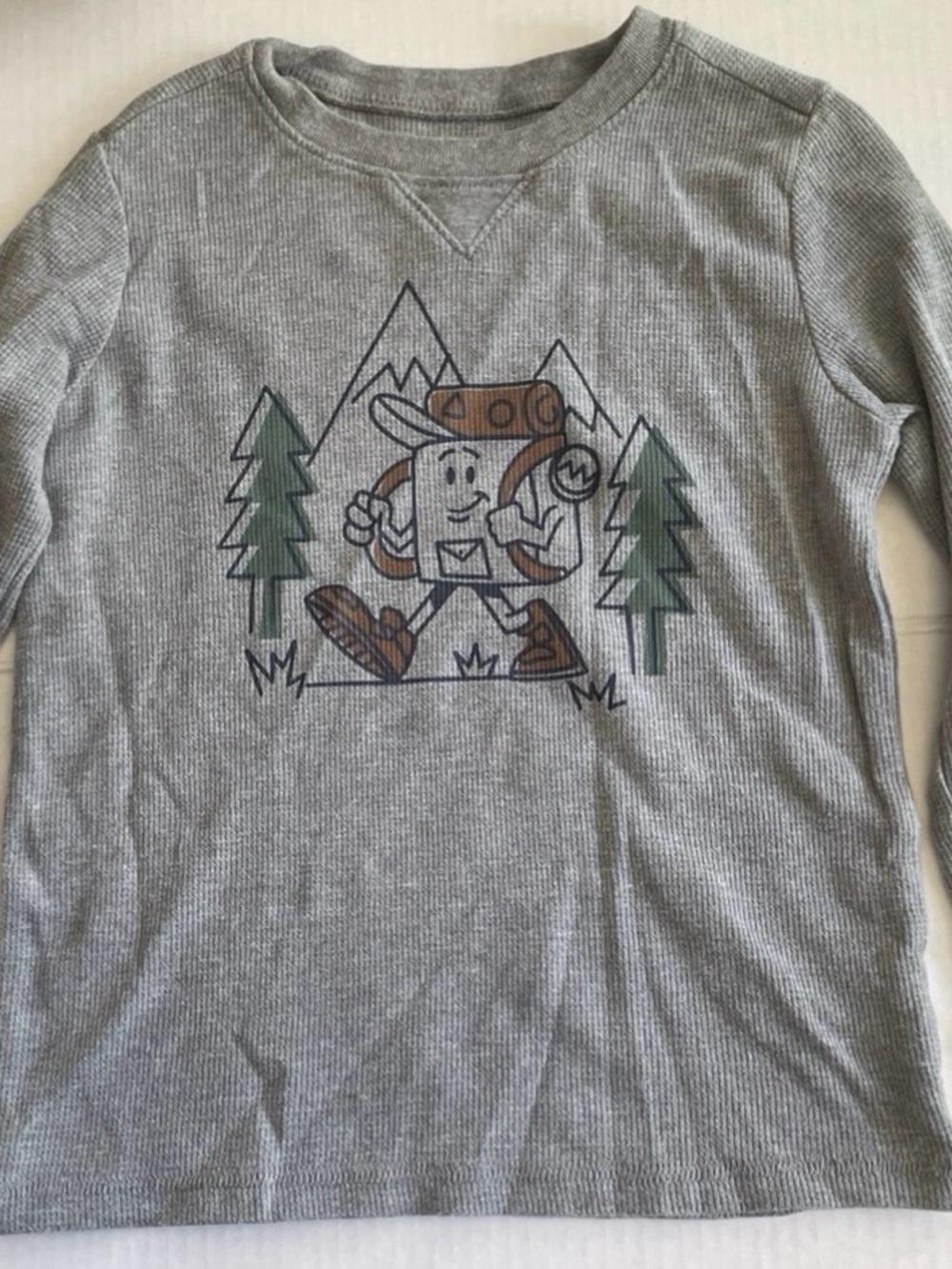 Boys Gray Long Sleeve Shirt With Cartoon Camper Graphic Garanimals 5T